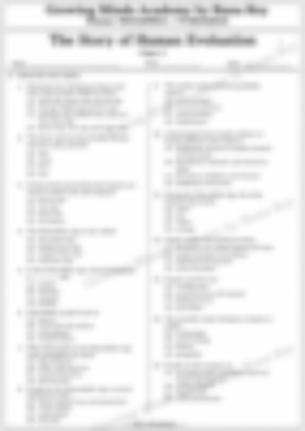 Class 5 SST Worksheet: The Story of Human Evolution - page 1 preview