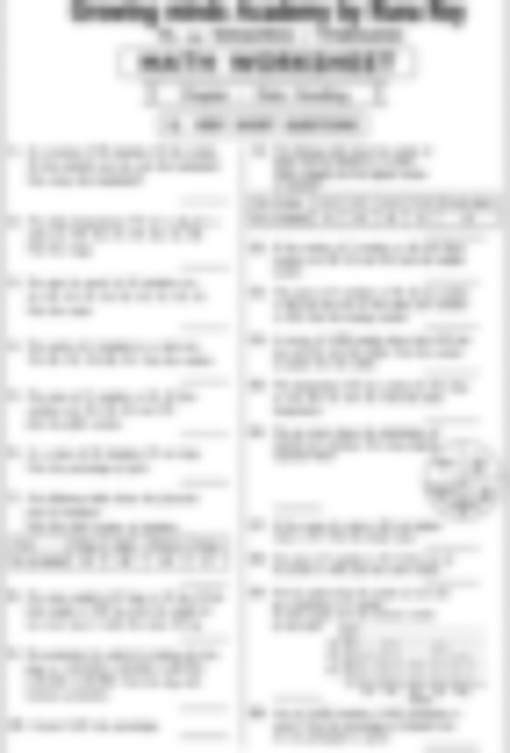Class 6 Math Worksheet: Data Handling - page 1 preview
