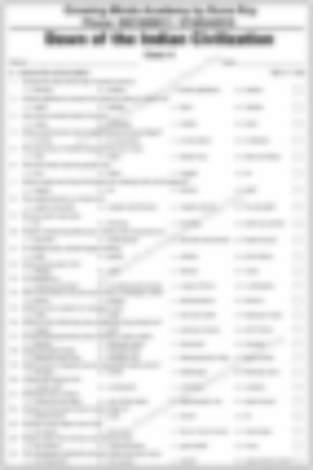 Class 6 SST Worksheet: Dawn of the Indian Civilization - page 1 preview