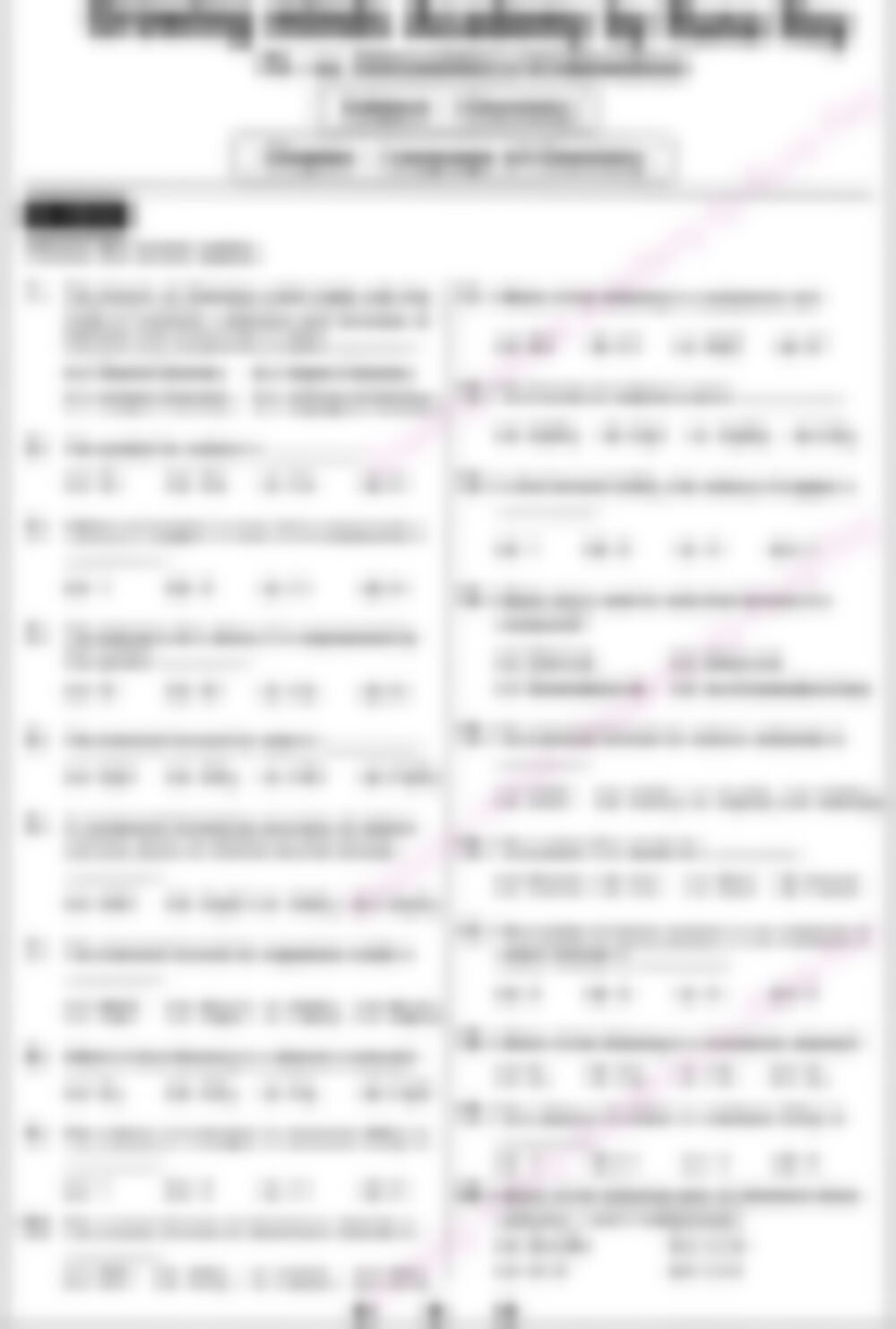 Class 7 Science Worksheet: Chem Language of Chemistry - page 1 preview