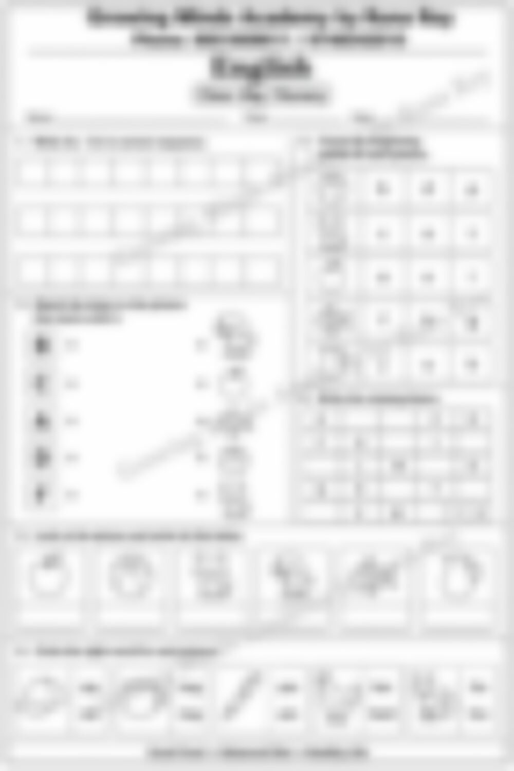 Pre-primary English Worksheet: English (Set 1) - page 1 preview