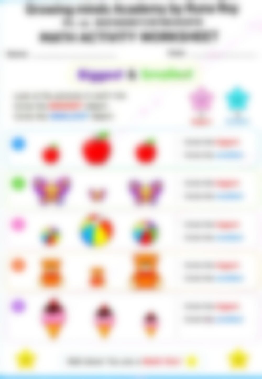 Pre-primary Math Worksheet: Activity - page 1 preview