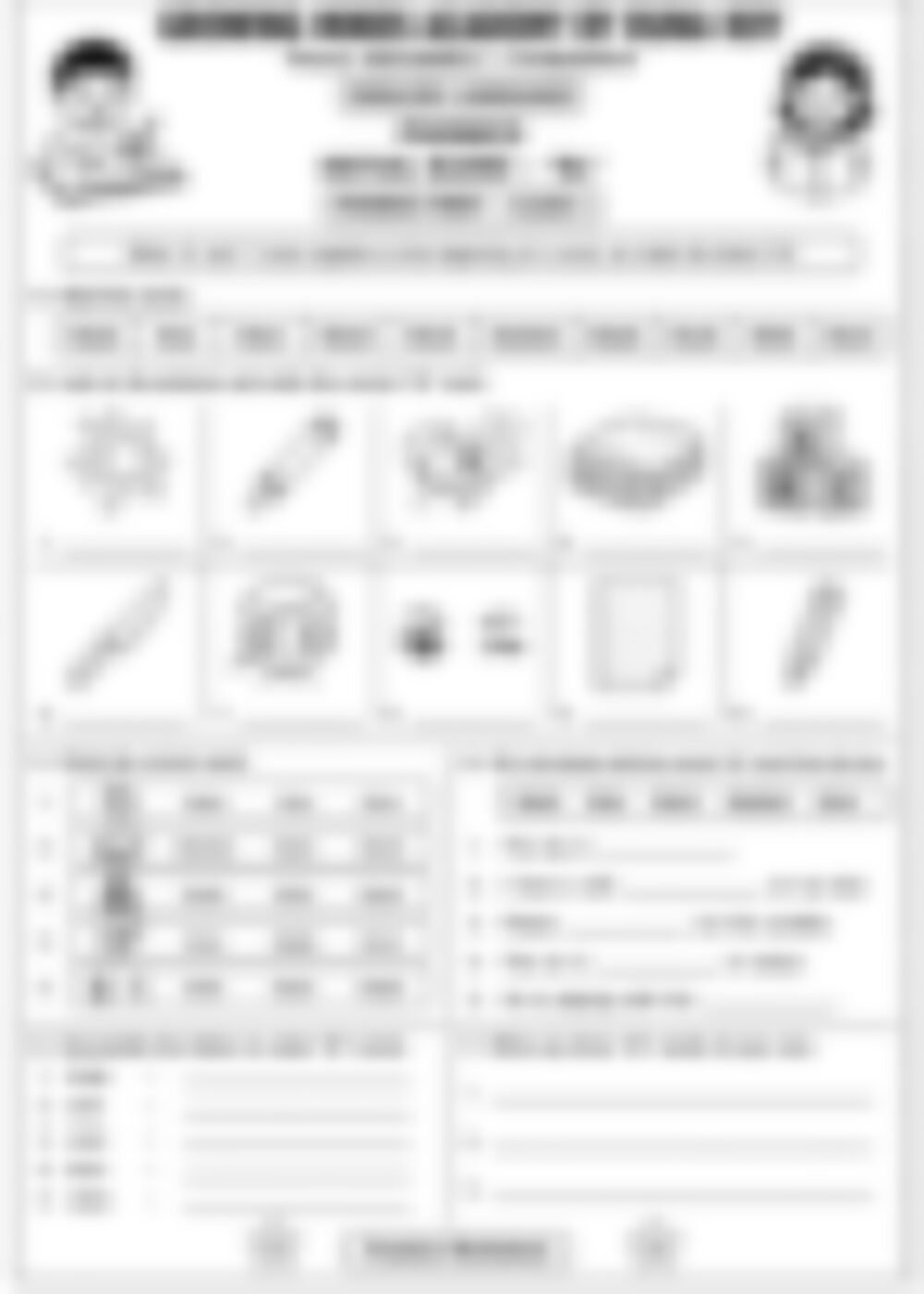 Class 1 English Grammar Worksheet: Phonics: Initial Blends - page 1 preview