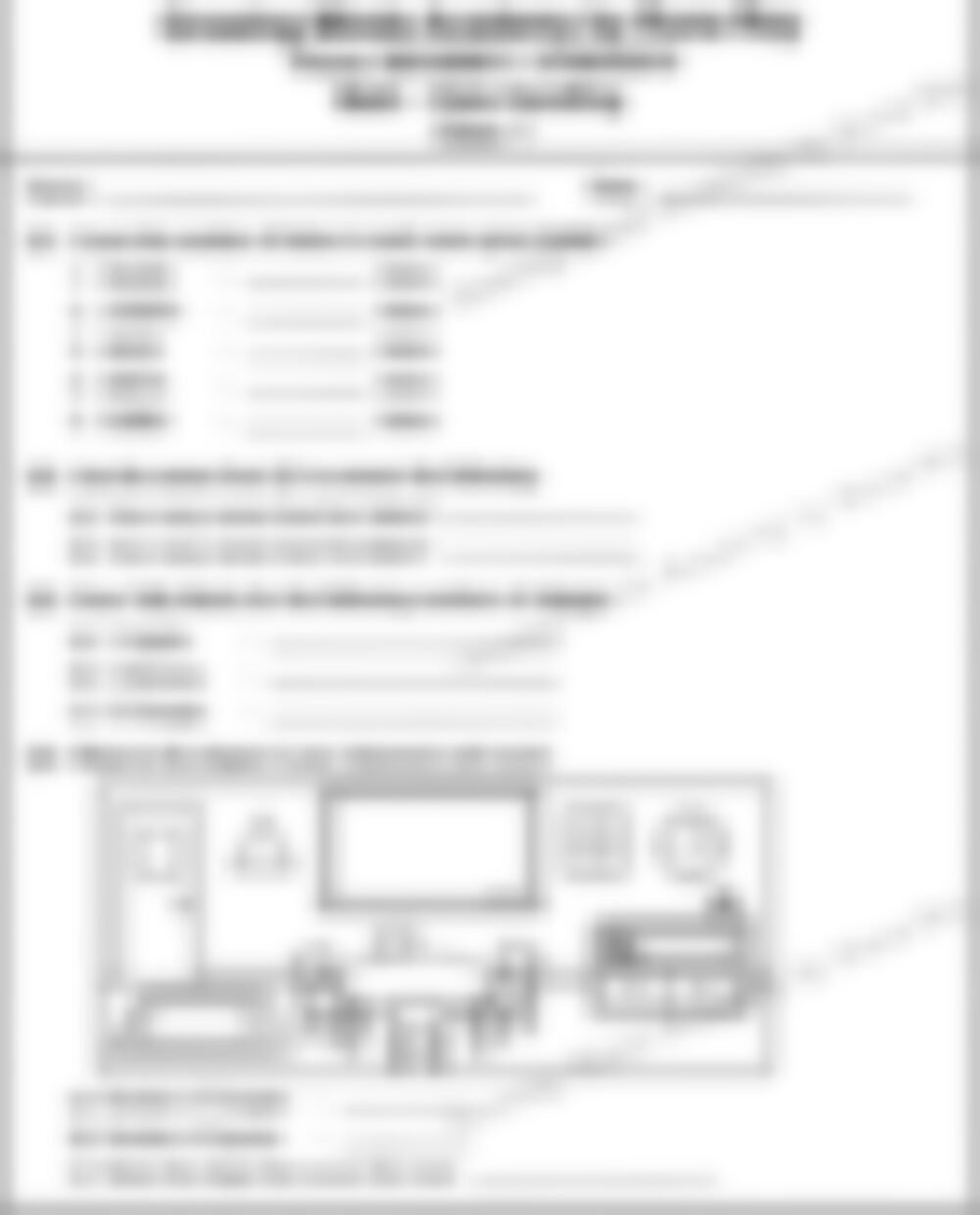 Class 1 Math Worksheet: Data Handling - page 1 preview