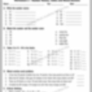 Class 1 Math Worksheet: Number Names, Tables and Mixed Revision - page 1 preview