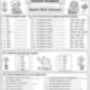 Class 2 English Grammar Worksheet: Opposite Words (Antonyms) - page 1 preview