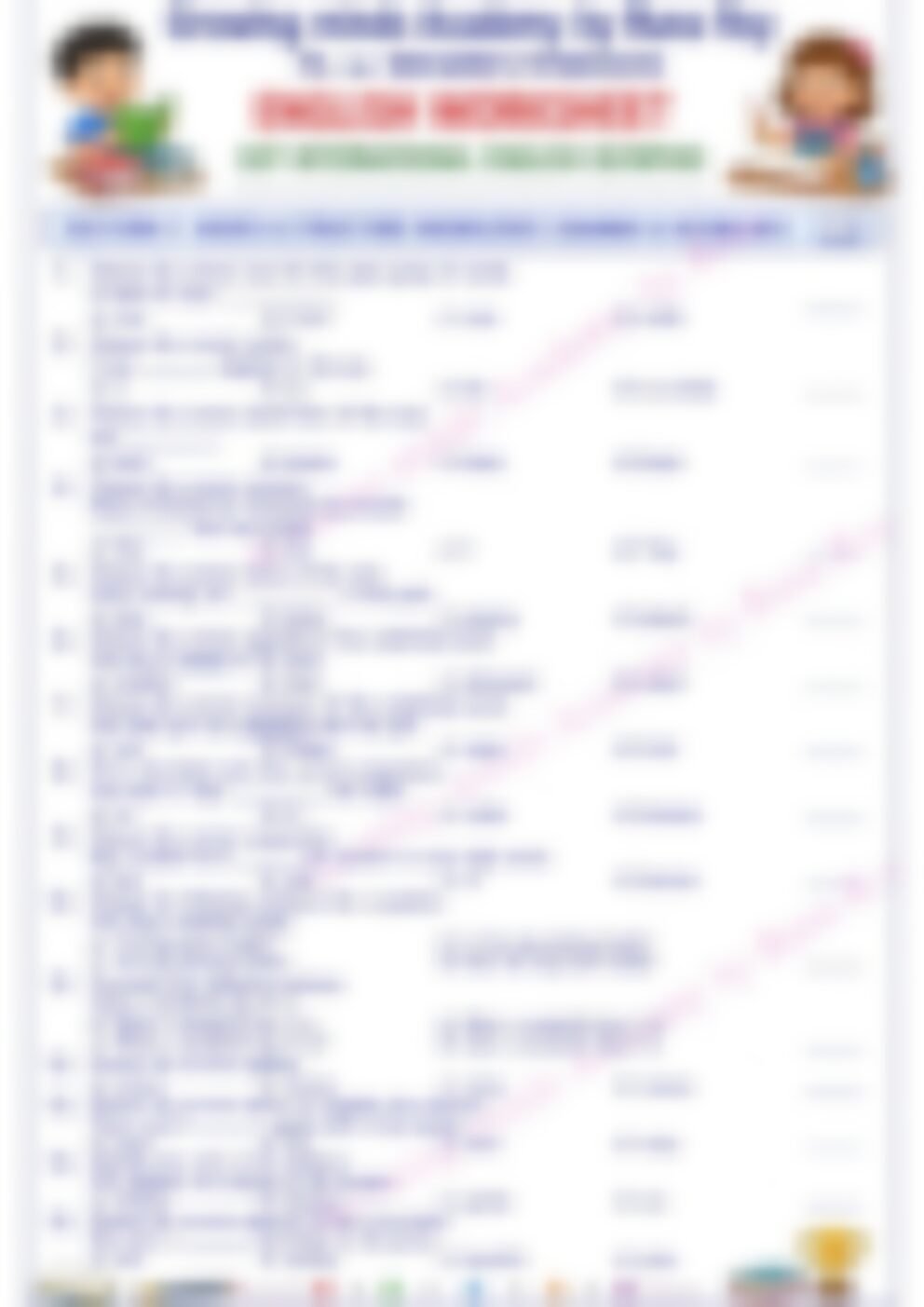 Class 2 English Olympiad Worksheet: Set 3 - page 1 preview