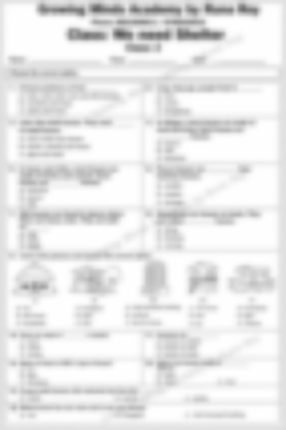 Class 2 EVS Worksheet: We Need Shelter - page 1 preview