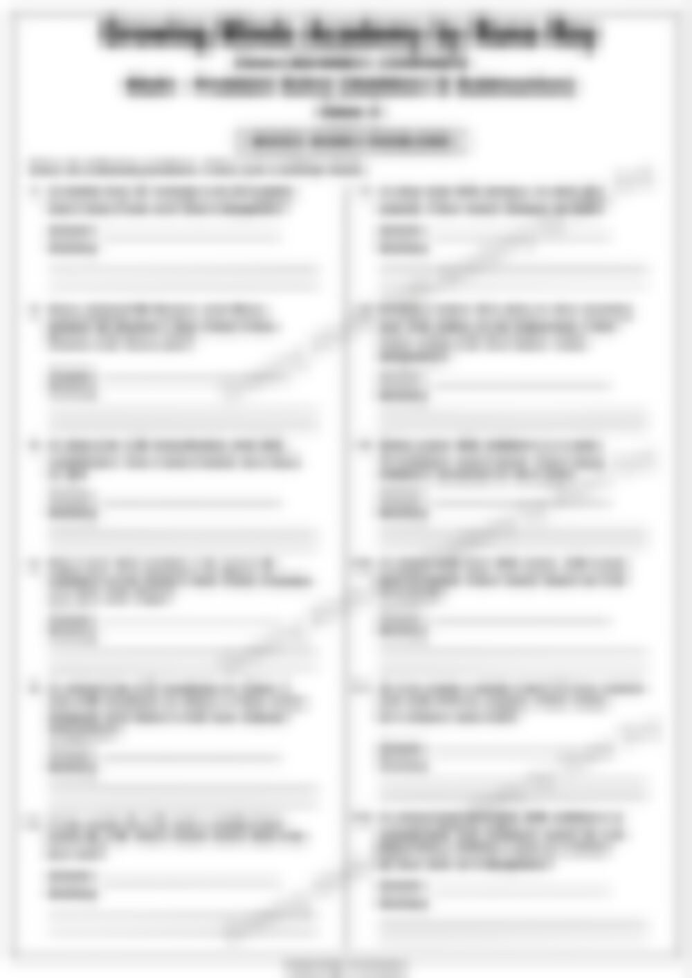 Class 2 Math Worksheet: Story Sums: Addition and Subtraction - page 1 preview