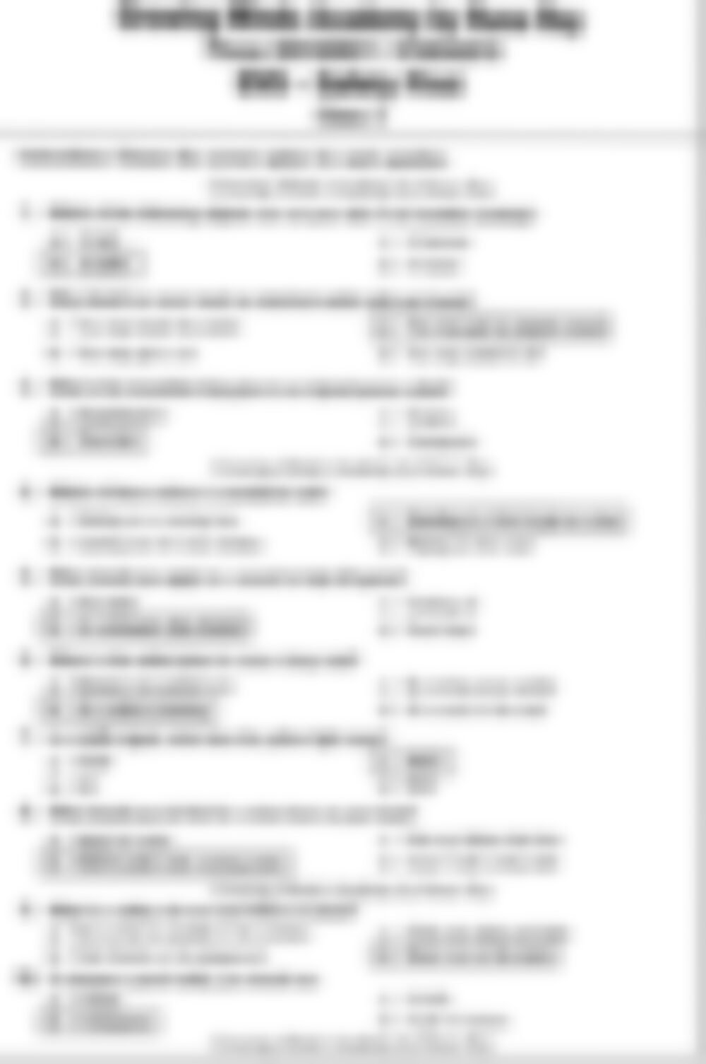 Class 3 EVS Worksheet: Safety First - page 1 preview