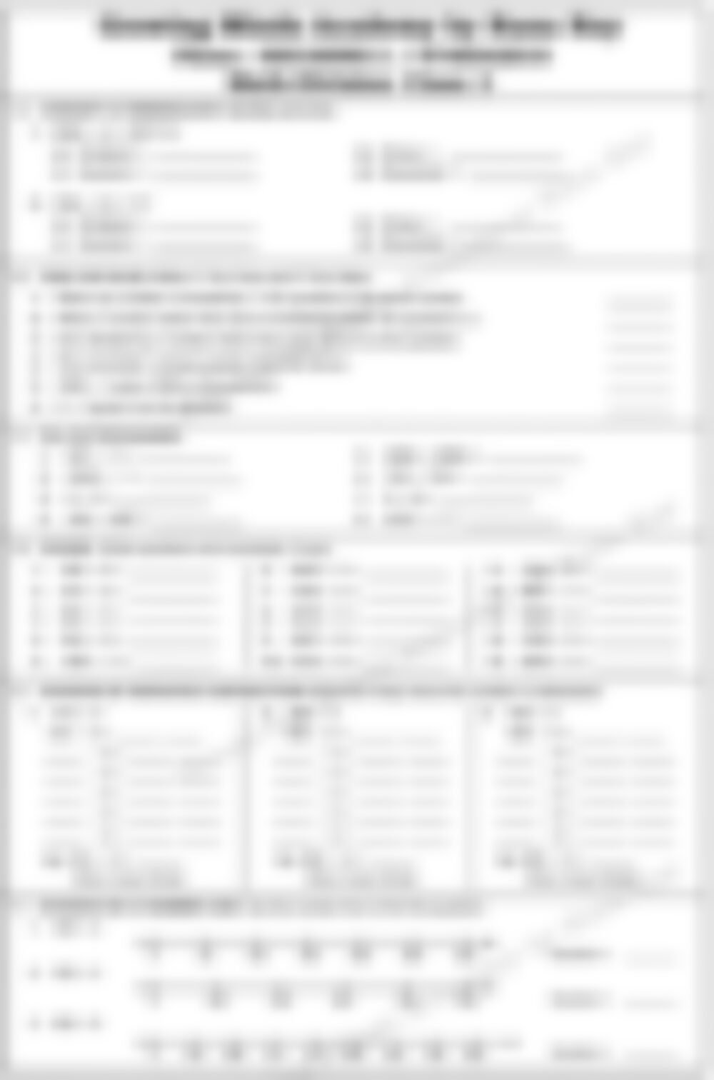 Class 3 Math Worksheet: Division - page 1 preview