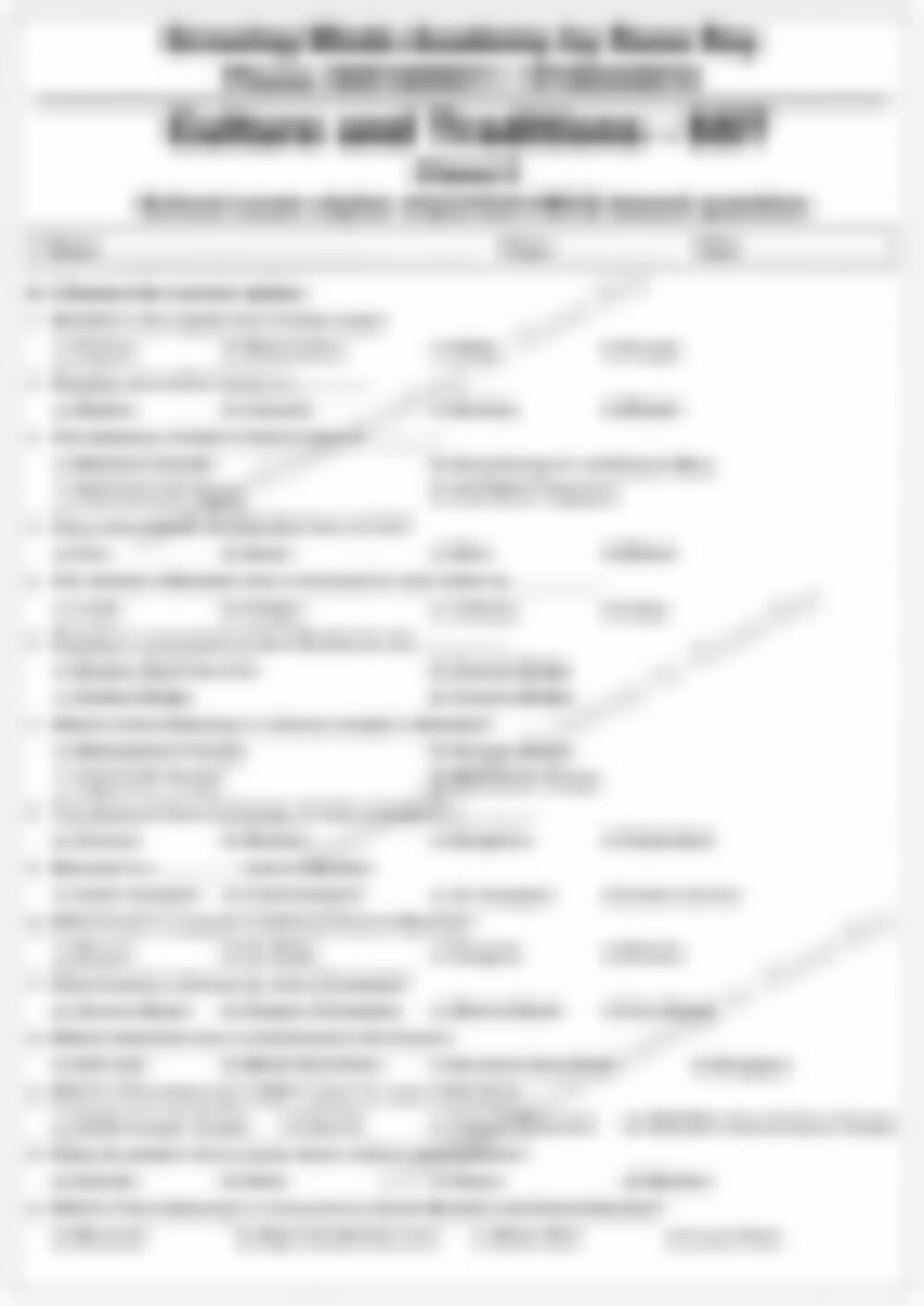 Class 3 SST Worksheet: Culture and Traditions - page 1 preview