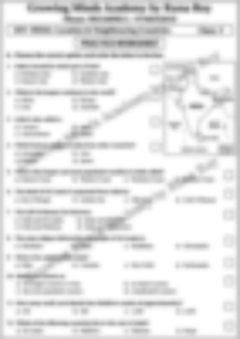 Class 3 SST Worksheet: India: Location and Neighbouring Countries - page 1 preview