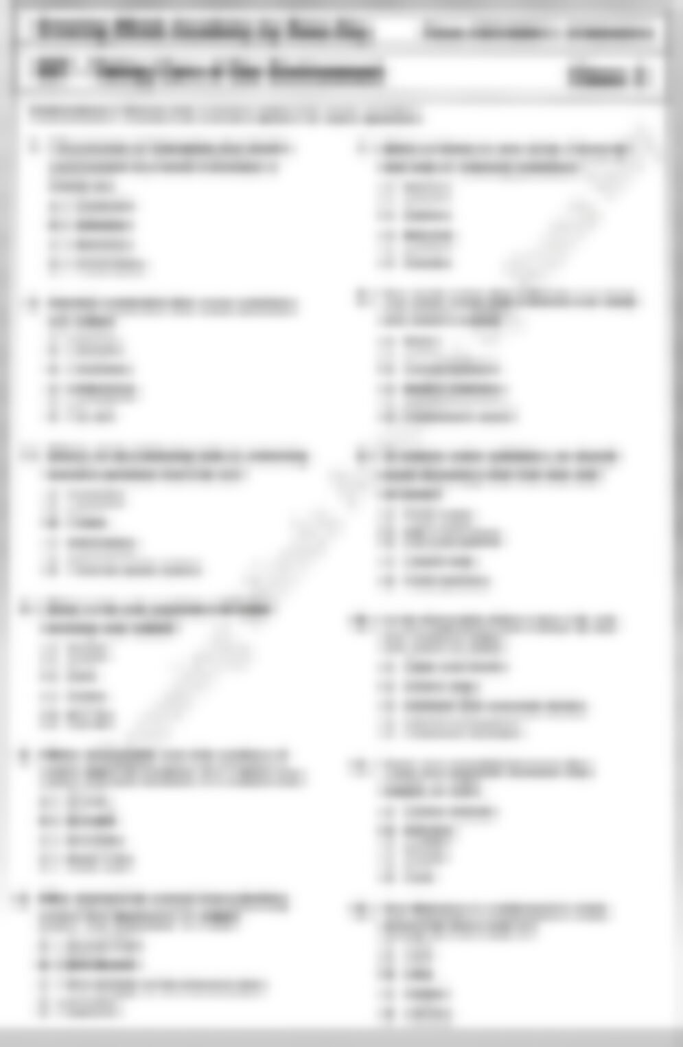 Class 3 SST Worksheet: Taking Care of Our Environment - page 1 preview