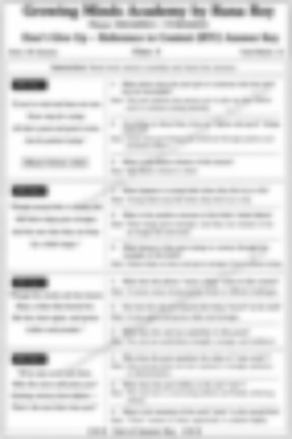 Class 4 English Literature Worksheet: Don’t Give Up - page 1 preview