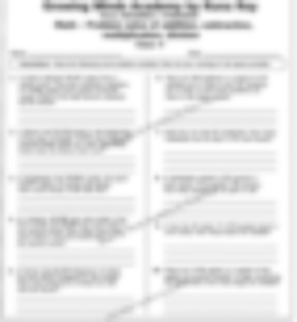 Class 4 Math Worksheet: Story Sums: Four Operations - page 1 preview