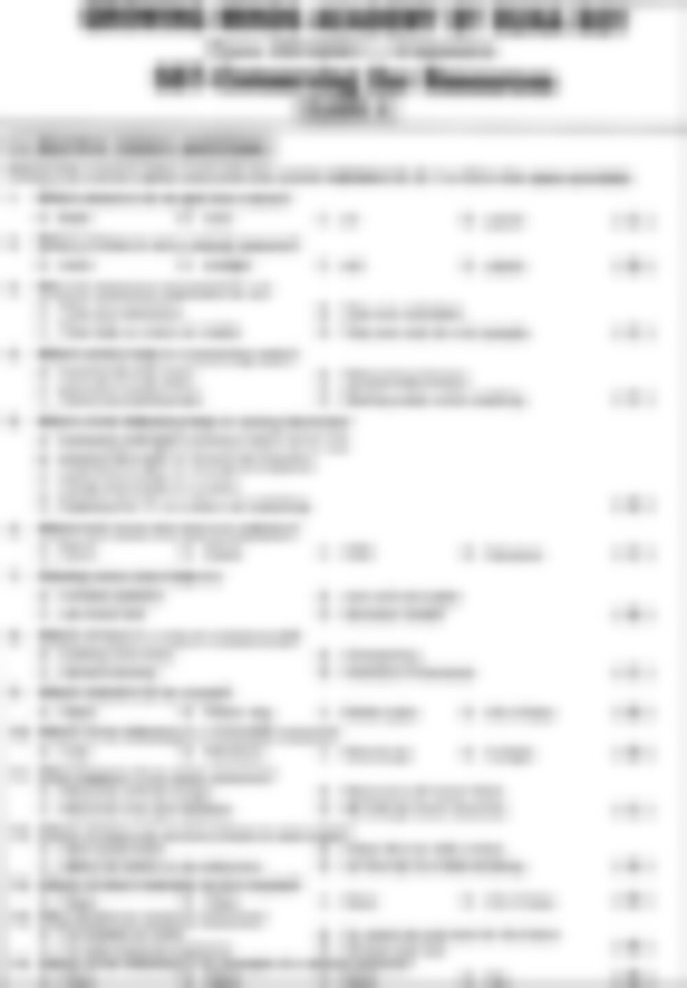 Class 4 SST Worksheet: Conserving Our Resources - page 1 preview