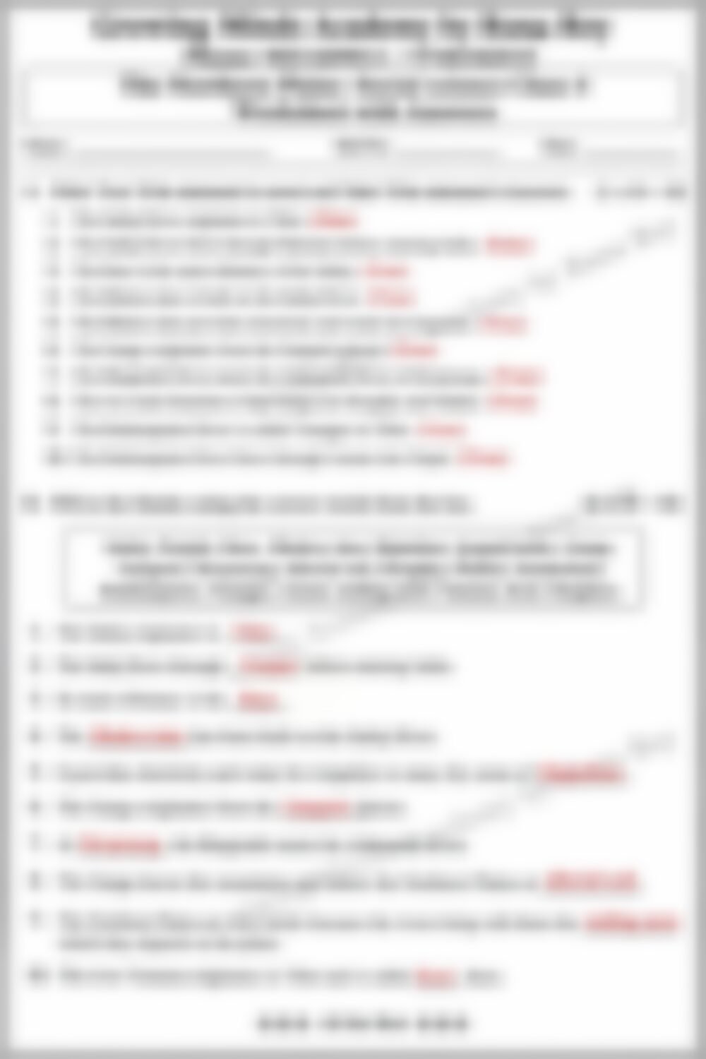 Class 4 SST Worksheet: The Northern Plains - page 1 preview