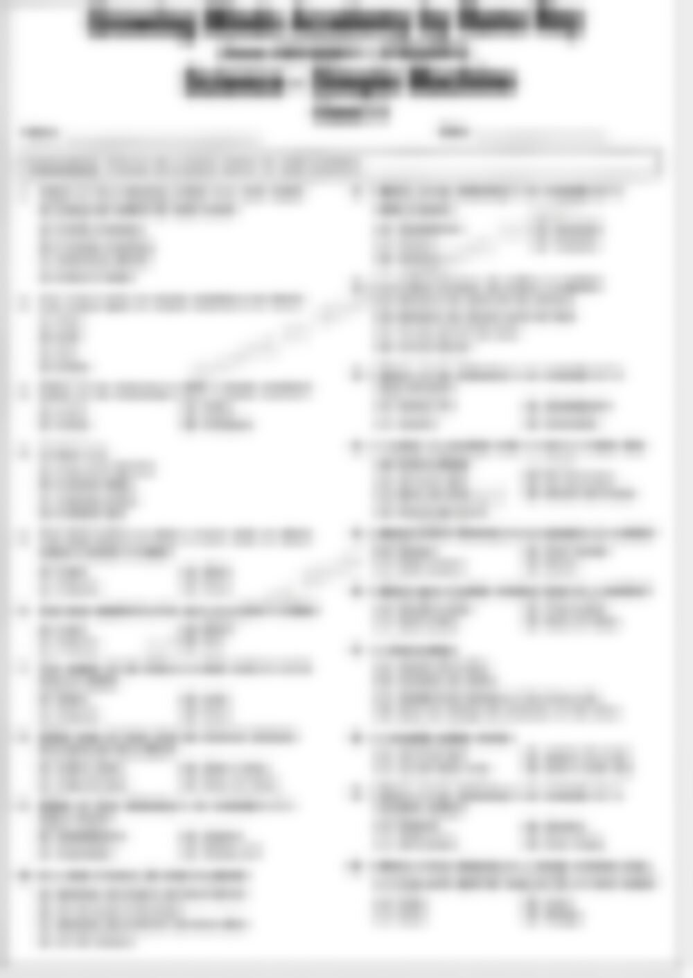Class 5 EVS Worksheet: Simple Machines - page 1 preview