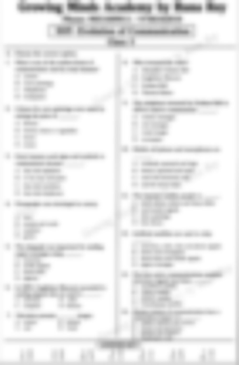 Class 5 SST Worksheet: Evolution of Communication - page 1 preview