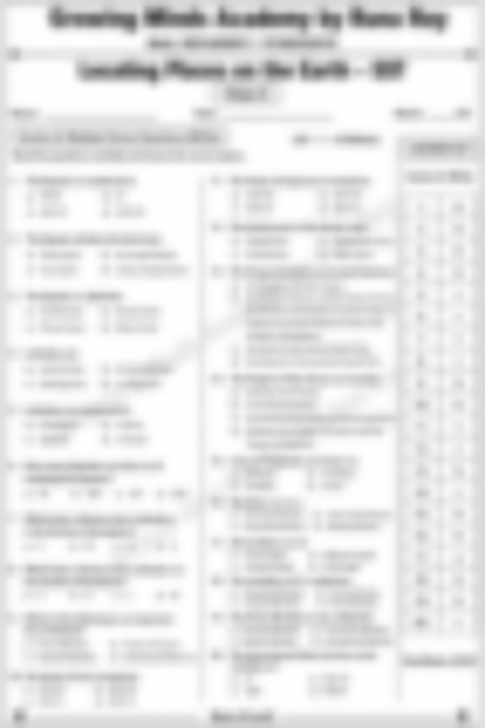 Class 5 SST Worksheet: Locating Places on the Earth - page 1 preview